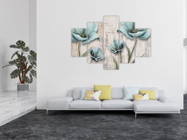 Slika - Cvijeće na teksturi (150x105 cm)