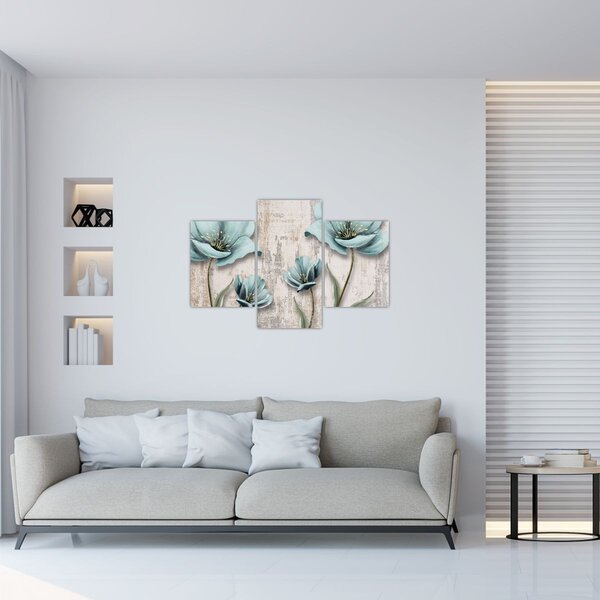 Slika - Cvijeće na teksturi (90x60 cm)