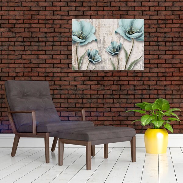 Slika - Cvijeće na teksturi (70x50 cm)