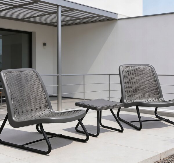 Vrtni namještaj za balkon, sivi - set od 2 stolice + stol