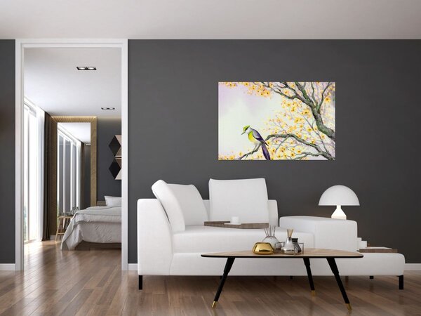 Slika - Akvarel ptica na drvetu (90x60 cm)