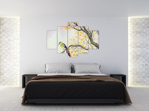 Slika - Akvarel ptica na drvetu (150x105 cm)