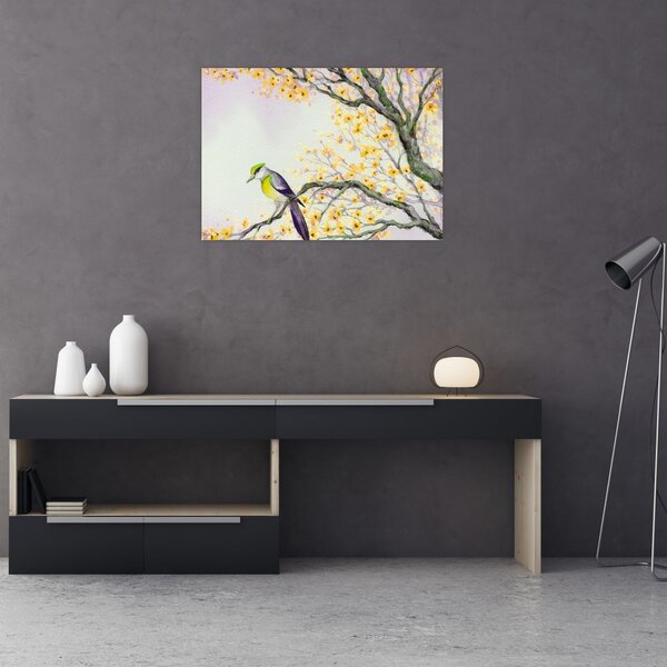 Slika - Akvarel ptica na drvetu (70x50 cm)