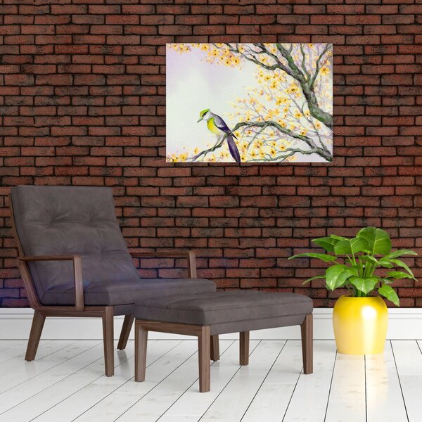 Slika - Akvarel ptica na drvetu (70x50 cm)