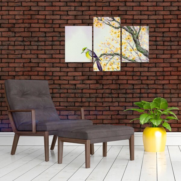 Slika - Akvarel ptica na drvetu (90x60 cm)