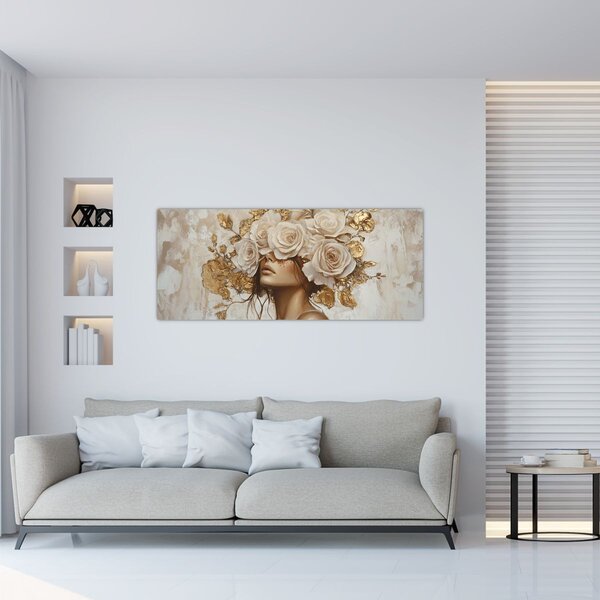 Slika - Djevojka s ružama (120x50 cm)