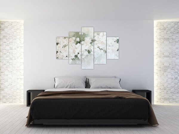 Slika - Apstrakcija bijelog cvijeća (150x105 cm)