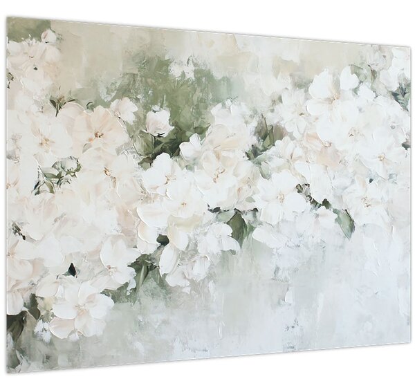 Slika - Apstrakcija bijelog cvijeća (70x50 cm)