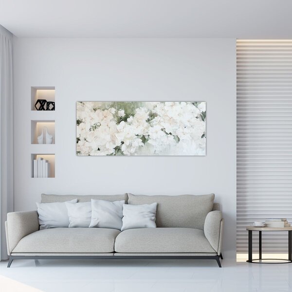Slika - Apstrakcija bijelog cvijeća (120x50 cm)