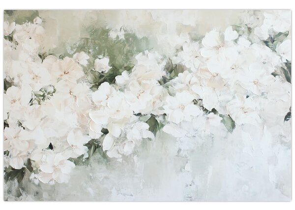 Slika - Apstrakcija bijelog cvijeća (90x60 cm)