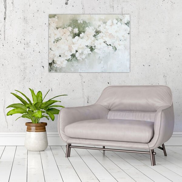 Slika - Apstrakcija bijelog cvijeća (70x50 cm)