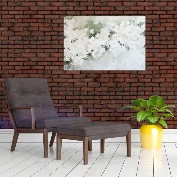 Slika - Apstrakcija bijelog cvijeća (90x60 cm)