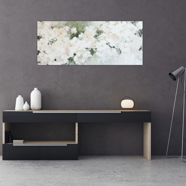 Slika - Apstrakcija bijelog cvijeća (120x50 cm)