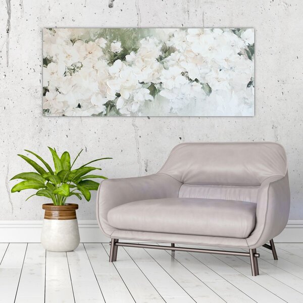 Slika - Apstrakcija bijelog cvijeća (120x50 cm)
