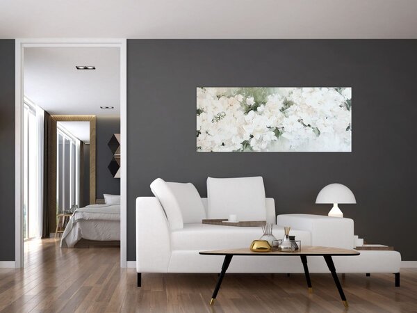 Slika - Apstrakcija bijelog cvijeća (120x50 cm)