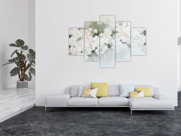 Slika - Apstrakcija bijelog cvijeća (150x105 cm)