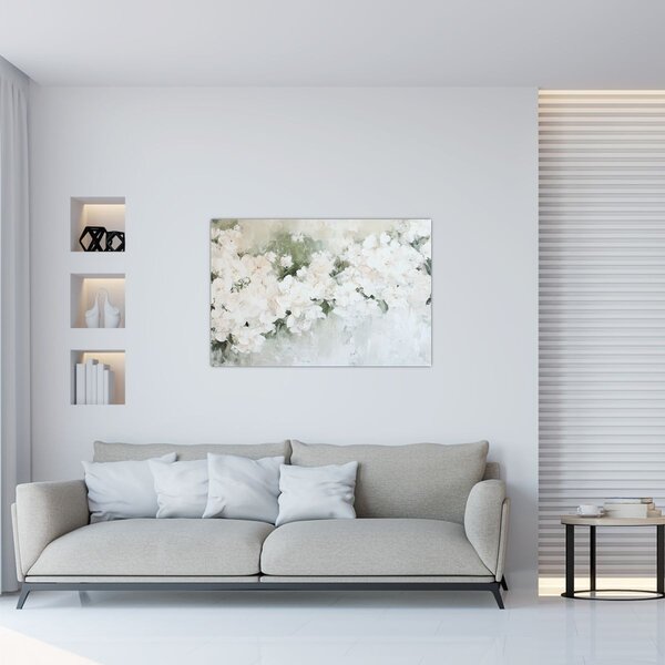 Slika - Apstrakcija bijelog cvijeća (90x60 cm)
