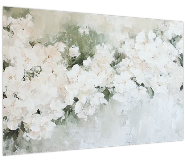 Slika - Apstrakcija bijelog cvijeća (90x60 cm)