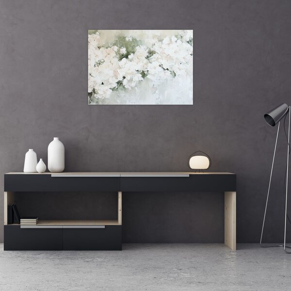Slika - Apstrakcija bijelog cvijeća (70x50 cm)