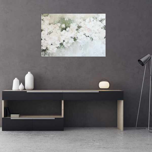 Slika - Apstrakcija bijelog cvijeća (90x60 cm)
