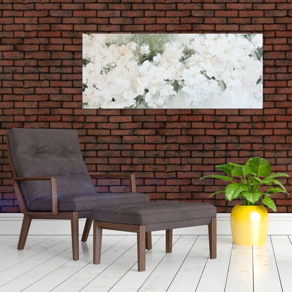 Slika - Apstrakcija bijelog cvijeća (120x50 cm)