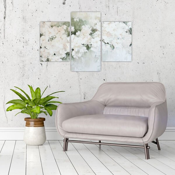 Slika - Apstrakcija bijelog cvijeća (90x60 cm)
