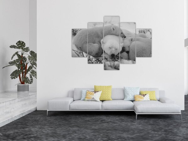 Slika - Polarni medvjedi, crno-bijela (150x105 cm)