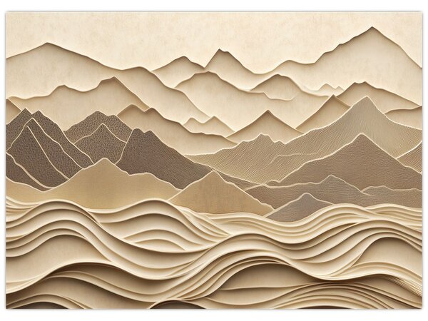 Slika - 3D linije planina (70x50 cm)