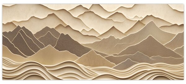 Slika - 3D linije planina (120x50 cm)