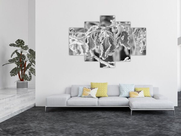 Slika - Smrznuto lišće, crno-bijela (150x105 cm)