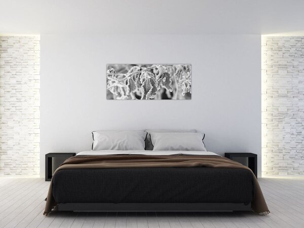 Slika - Smrznuto lišće, crno-bijela (120x50 cm)
