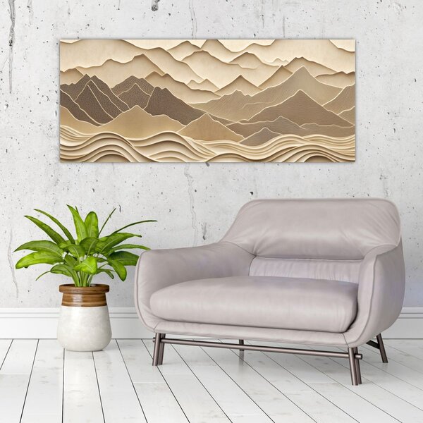 Slika - 3D linije planina (120x50 cm)