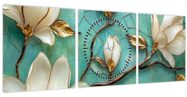 Slika - 3D magnolije (sa satom) (90x30 cm)