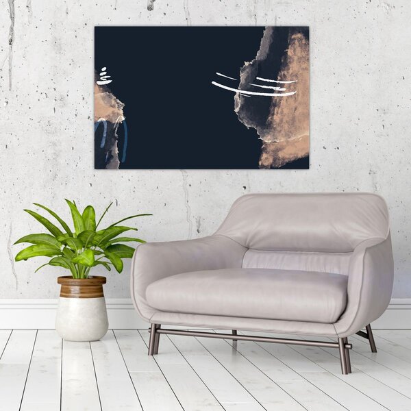 Slika - Tamnoplava apstrakcija (90x60 cm)