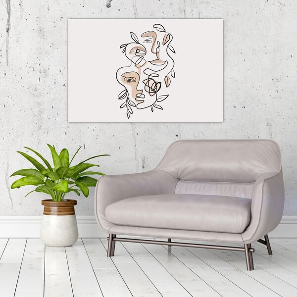 Slika - Line art tretmani lica (90x60 cm)