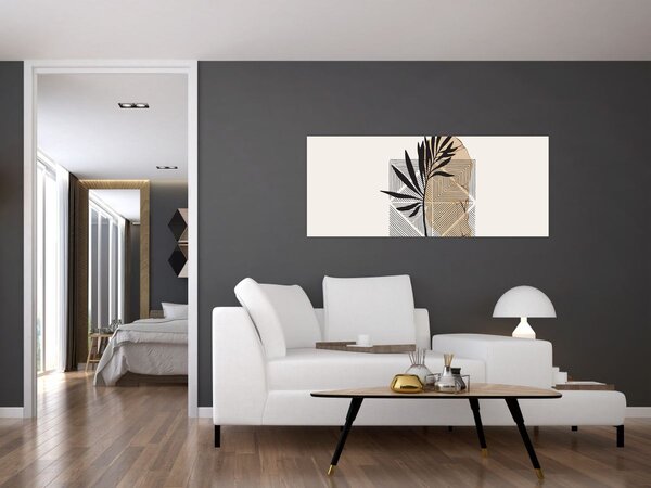 Slika - Apstrakcija s tropskim lišćem N⁰1 (120x50 cm)