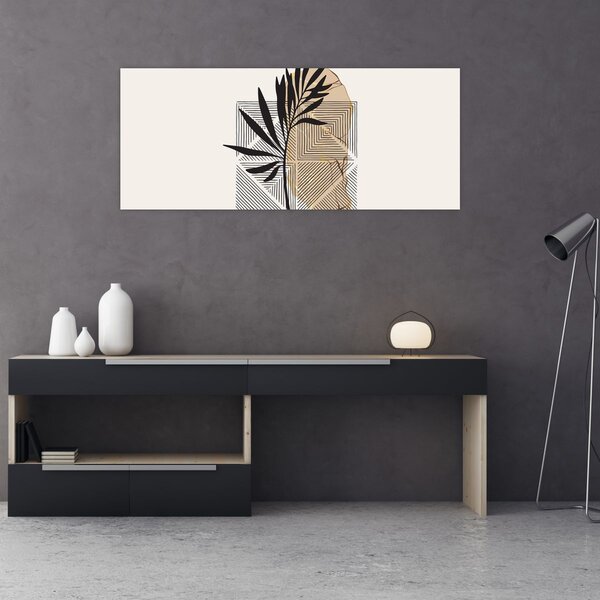 Slika - Apstrakcija s tropskim lišćem N⁰1 (120x50 cm)
