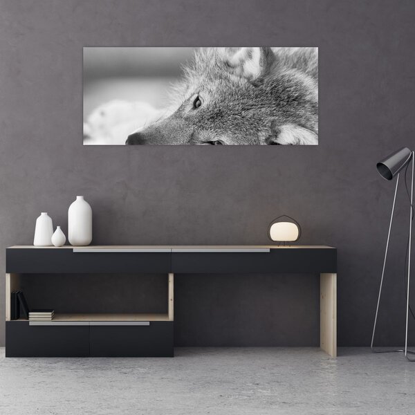 Slika - Vuk, crno-bijela (120x50 cm)