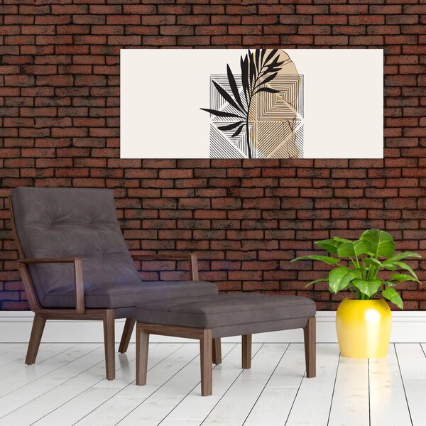 Slika - Apstrakcija s tropskim lišćem N⁰1 (120x50 cm)