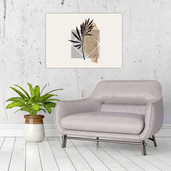 Slika - Apstrakcija s tropskim lišćem N⁰1 (70x50 cm)