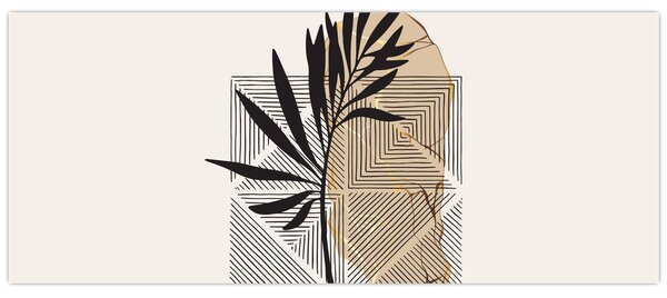 Slika - Apstrakcija s tropskim lišćem N⁰1 (120x50 cm)