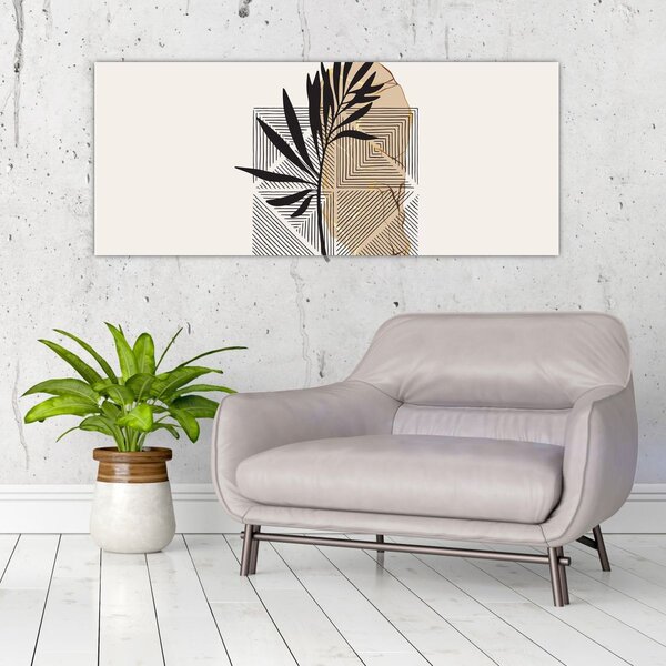 Slika - Apstrakcija s tropskim lišćem N⁰1 (120x50 cm)