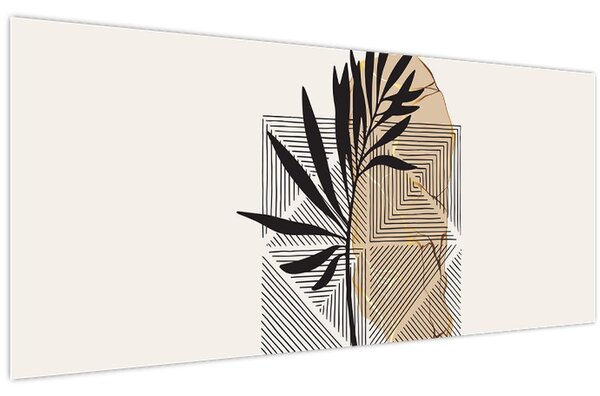 Slika - Apstrakcija s tropskim lišćem N⁰1 (120x50 cm)