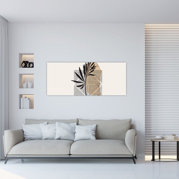 Slika - Apstrakcija s tropskim lišćem N⁰1 (120x50 cm)