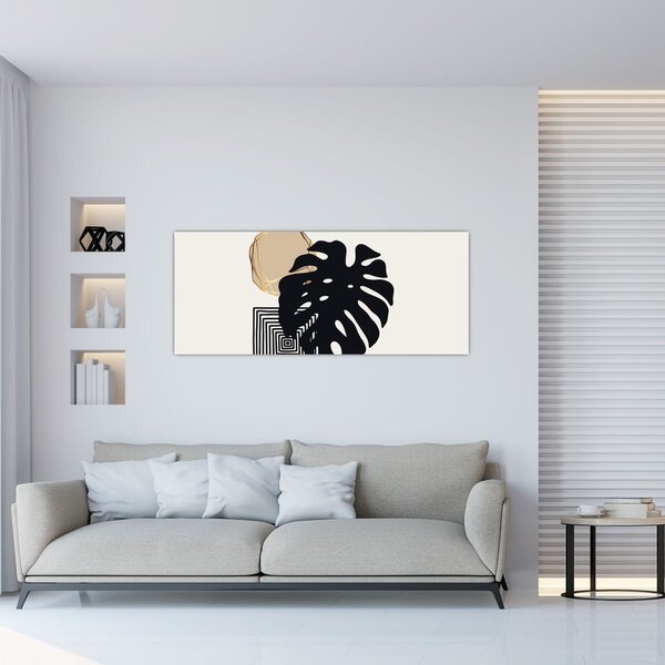 Slika - Apstrakcija s tropskim lišćem N⁰2 (120x50 cm)