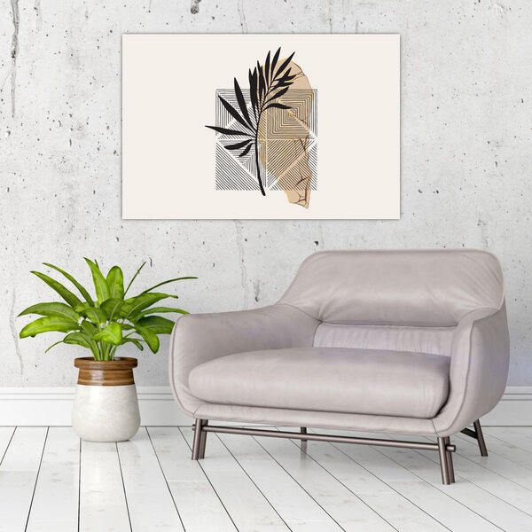 Slika - Apstrakcija s tropskim lišćem N⁰1 (90x60 cm)