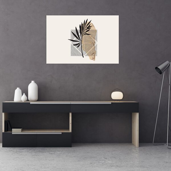 Slika - Apstrakcija s tropskim lišćem N⁰1 (90x60 cm)