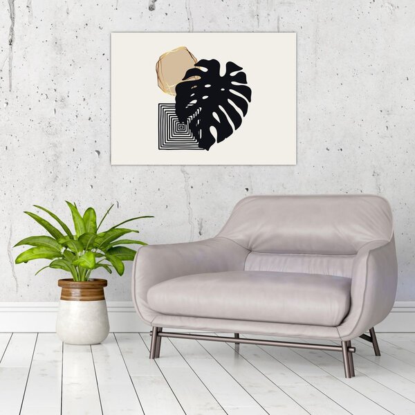 Slika - Apstrakcija s tropskim lišćem N⁰2 (70x50 cm)