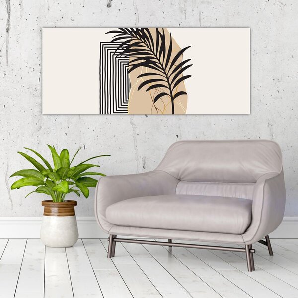 Slika - Apstrakcija s tropskim lišćem N⁰3 (120x50 cm)