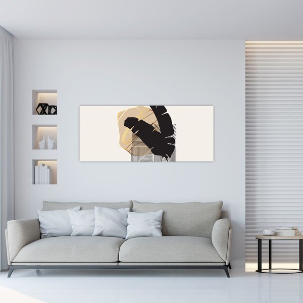 Slika - Apstrakcija s tropskim lišćem N⁰4 (120x50 cm)